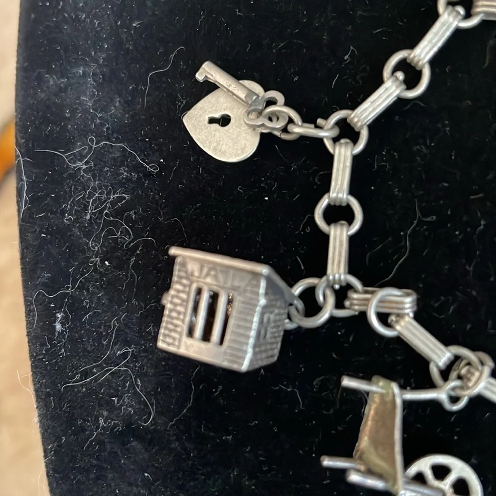 Vintage estate western sterling silver charm bracelet